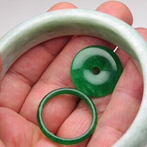 "Natural Jade bangle + FREE Jade Ring & Jade Donut 63mm"